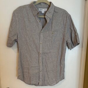 Old Navy Men's gray and White Striped Button-Down Shirt